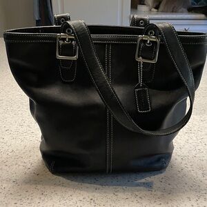 Coach Black Leather Shoulder Bag Vintage